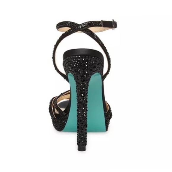 Like New [Betsey Johnson] Sexy Black Sparkly Platform Strappy Stiletto Heels | 6 - Picture 15 of 16